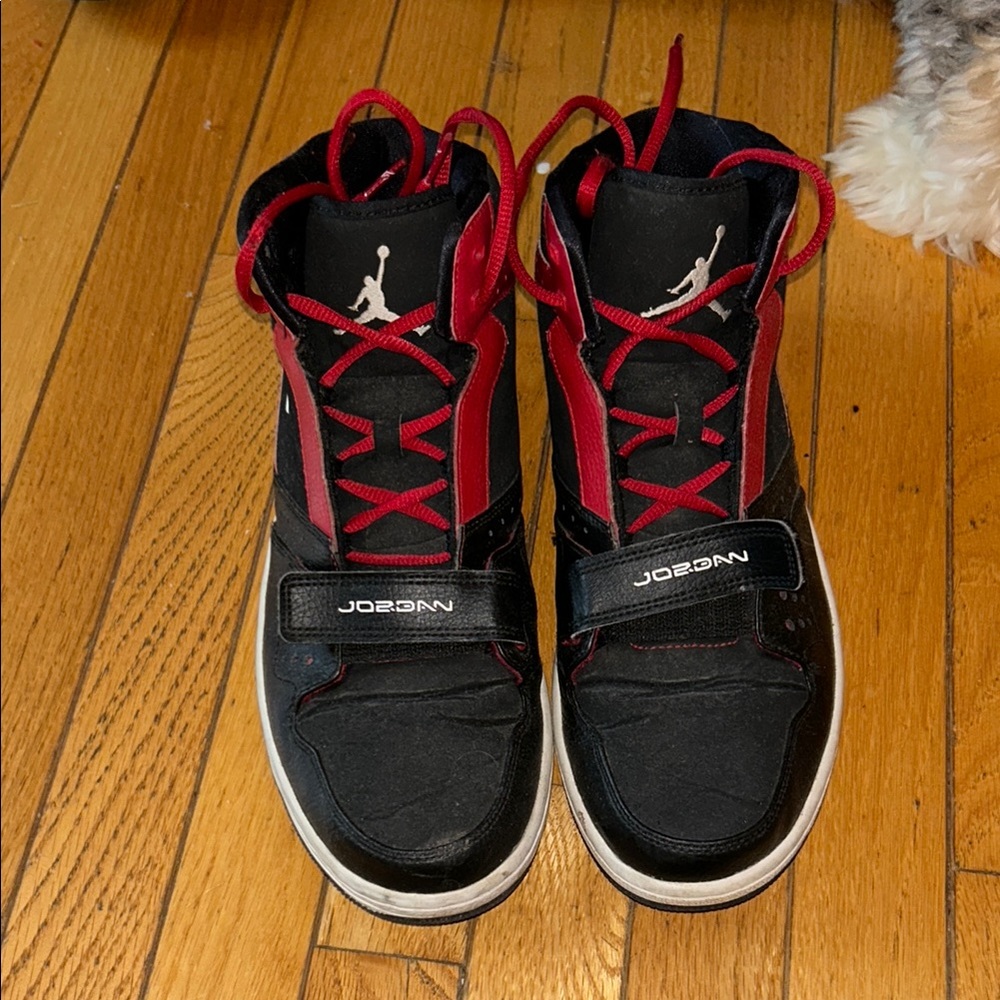 Jordan Black and Red High-Top Sneakers